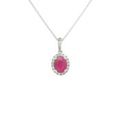 1.64ct Oval Ruby &amp; 0.26ct Natural Diamond Pendant in 14ct White Gold image