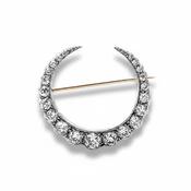 18ct Gold &amp; Silver 5.00ct Natural Diamond Crescent Moon Shape Brooch