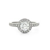 18ct White Gold 0.50ct Round Brilliant-cut halo cluster ring set in four claw image