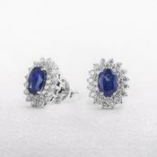 18ct White Gold Double Halo Sapphire and Diamond Earrings