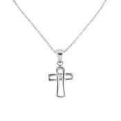 18ct White Gold Open Cross &amp; Natural Diamond Pendant