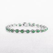 18ct White Gold Oval Emerald and Natural Diamond Halo Bracelet image