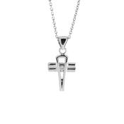 18ct White Gold Single Natural Diamond 0.22ct Silhoutte Cross Pendant