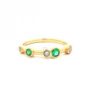 18ct Yellow Gold Emerald &amp; Natural Diamond Set Bubble Ring image