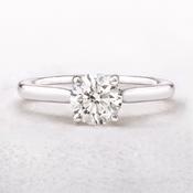 1.00ct F VS2 GIA Certified Round Natural Diamond Solitaire 18ct White Gold Engagement Ring