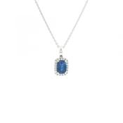 1.01ct Cush Sapphire and 0.09ct Natural Diamond Pendant in 18ct White Gold image