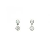 1.05ct Two Stone Round Diamond Drop Earrings in 18ct White Gold image