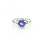 1.10ct Fancy Cut Tanzanite &amp; Natural Diamond 0.58ct Halo With Shoulders in 18ct White Gold image