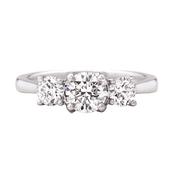 1.14ct E VS2 GIA Certified Round Natural Diamond Three Stone Ring Set In Platinum image
