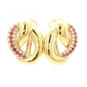1.20ct Natural Diamond &amp; 0.60ct Ruby Large Earring in 18ct Yellow Gold