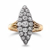 1.20ct Natural Diamond Vintage Cluster Ring set in 18ct Yellow Gold image