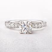 1.25ct F VS1 Certified Solitaire Natural Diamond with Diamond Shoulders Set in 18ct White Gold
