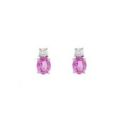 1.47ct Oval Pink Sapphire &amp; 0.22ct Natural Diamond Earrings in 18ct White Gold image