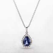 1.57ct Pear Cut Sapphire &amp; 0.25ct Diamond Pendant in 18ct White Gold image