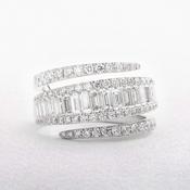 1.67ct Natural Diamond Brilliant And Baguette Cut Cross Over Diamond Ring Set In 18ct White Gold - M