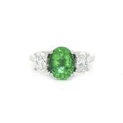 1.71ct Oval Emerald &amp; Natural Diamond 0.82ct Three Stone Ring G.I.A Certified in 18ct White Gold image