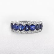 1.97ct Sapphire &amp; 0.22ct Natural Diamond Multi Stone Ring in 18ct White Gold - J