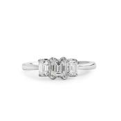 1ct E vvs1 Emerald Cut 3 Stone Natural Diamond Ring GIA Certified Set In Platinum image