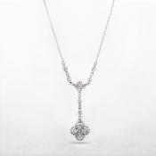 1ct Natural Diamond Flower Shape Elegant Drop Pendant in 18ct White Gold image