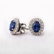2.32ct Sapphire and 0.70ct Diamond Oval Earrings in 18ct White Gold