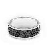 2.46ct Gents Full Natural Black Diamond Set Band In 9ct White Gold - S image