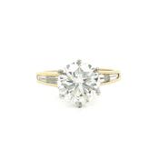 2.52ct J VS1 Natural Diamond Six Claw Solitaire &amp; Baguette Shoulders in 18ct Yellow Gold image