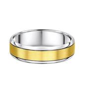 6mm Two Tone Satin Centre &amp; Polished Edge Gents Wedding Band In 9ct Gold - R image