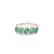 0.61ct Emerald &amp; 0.21ct Natural Diamond Weave Dress Ring in 18ct White Gold - N image