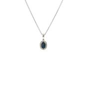 0.65ct Sapphire &amp; 0.15 Natural Diamond Cluster Pendant in 18ct White Gold