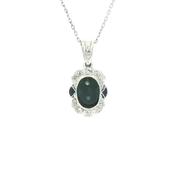 3.05ct Sapphire &amp; 0.20ct Natural Diamond Antique Style Pendent in 18ct White Gold