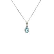 Oval Blue Topaz Pendant in 9ct White Gold