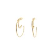 Cubic Zirconia Double Hoop Earrings in 9ct Yellow Gold image