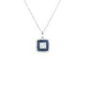 S0.54CT D0.25ct Sapphire And Diamond Cushion Shaped Target Pendant in 18ct White Gold