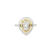 Diamond and Yellow Sapphire Pear Dress Ring in 18ct White Gold - L image