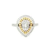 Diamond and Yellow Sapphire Pear Dress Ring in 18ct White Gold - L image