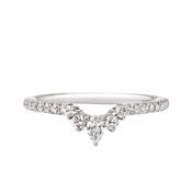 0.35ct Brilliant &amp; Pear Cut Wishbone Wedding Band 18ct In White Gold - K image