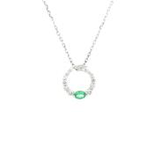 0.11ct Oval Cut Emerald and 0.31ct Diamond Set Pendant in 18ct White Gold image