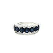 1.97ct Sapphire &amp; 0.22ct Natural Diamond Multi Stone Ring in 18ct White Gold - J