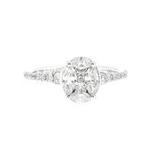 0.75ct Oval Cluster Solitaire Ring With Diamond Shoulders Set In 18ct White Gold - M image