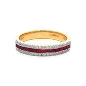 0.47ct Ruby &amp; 0.11ct Natural Diamond Three Row Dress Ring in 18ct Yellow Gold image