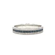 0.40ct Sapphire &amp; 0.11ct Natural Diamond Eternity Style Ring in 18ct White Gold - M