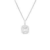 1.01ct Natural Diamond Multi Stone Emerald Shaped Halo Diamond Pendant in 18ct White Gold