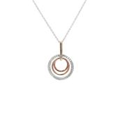 Natural Diamond 3 Circle Pendant in 9ct White &amp; Rose Gold image