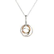 Natural Diamond Interwoven Circle Pendant in 9ct White &amp; Yellow Gold