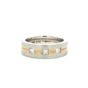 1.04ct 3 stone Princess cut natural diamond set wedding band in 9ct two tone - U image