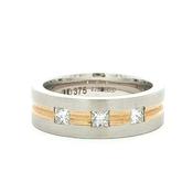 1.04ct 3 stone Princess cut natural diamond set wedding band in 9ct two tone - S image