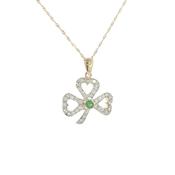 0.36ct Natural Diamond &amp; Emerald Shamrock Pendant in 14ct Yellow Gold image