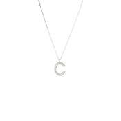 Natural Diamond 'C' Initial Pendant in 9ct White Gold