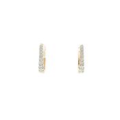 9ct Yellow Gold Graduated Natural Diamond Small Hoop Earrings image