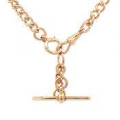 44g 16" Curb Albert T-Bar Chain in 15ct Rose Gold image